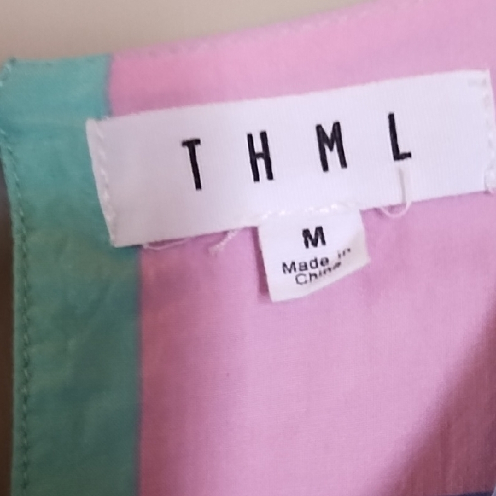 THML Pastel Plaid Sleeveless Blouse in Teal, Pink & Sherbert - Picture 4 of 6